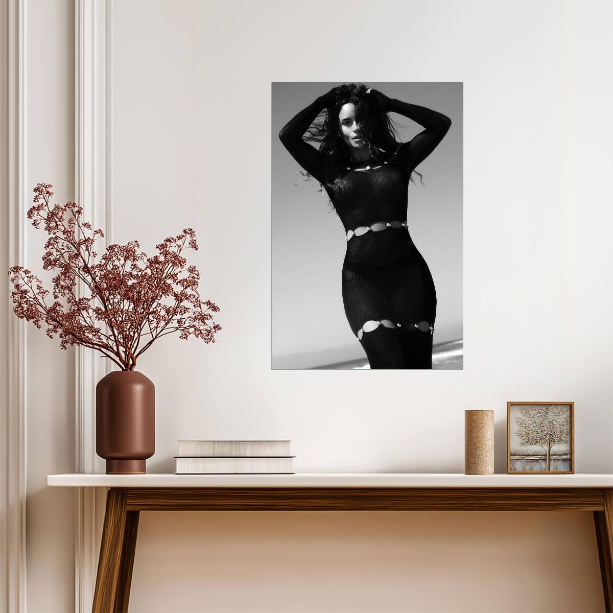 Adria Arjona in Black Outfit Poster | Black and White Portrait Print - Celebrities Poster