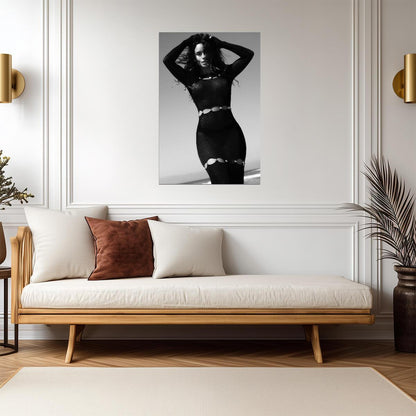 Adria Arjona in Black Outfit Poster | Black and White Portrait Print - Celebrities Poster