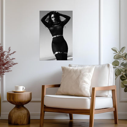 Adria Arjona in Black Outfit Poster | Black and White Portrait Print - Celebrities Poster