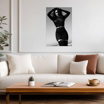 Adria Arjona in Black Outfit Poster | Black and White Portrait Print - Celebrities Poster