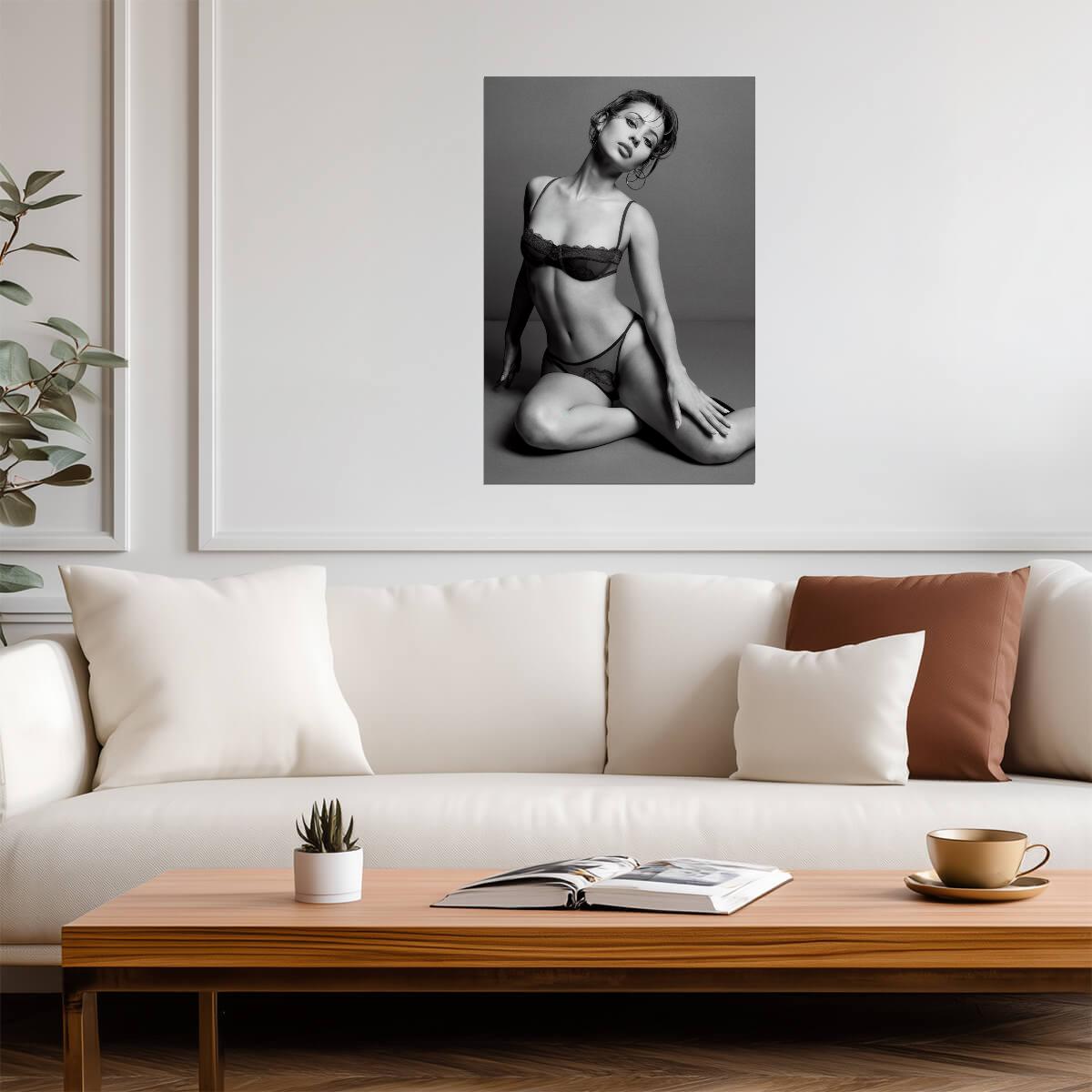 Alexa Demie in Lingerie Poster | Black and White Wall Art Print - Celebrities Poster