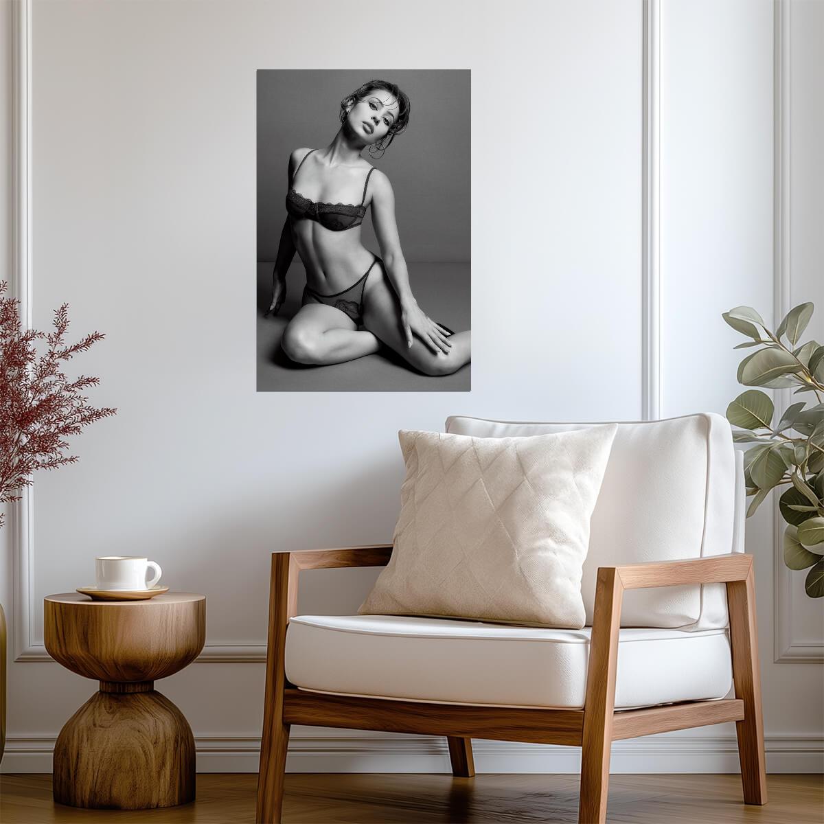 Alexa Demie in Lingerie Poster | Black and White Wall Art Print - Celebrities Poster