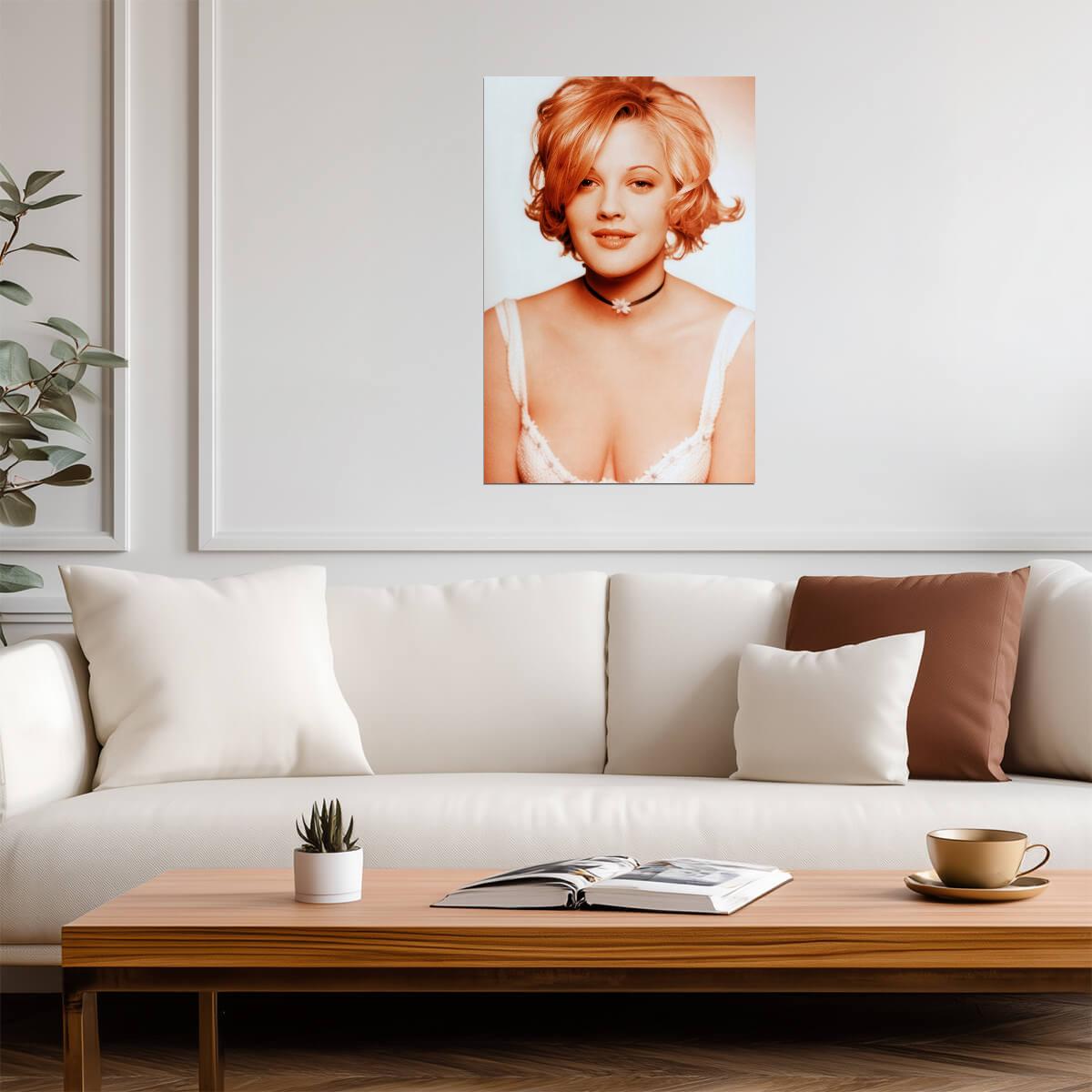 Drew Barrymore 1990s Short Hair Poster | Sexy Actress Wall Art Print - Celebrities Poster