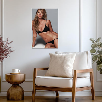 Kate Moss in Black Lingerie Poster | Model Wall Art Print - Celebrities Poster