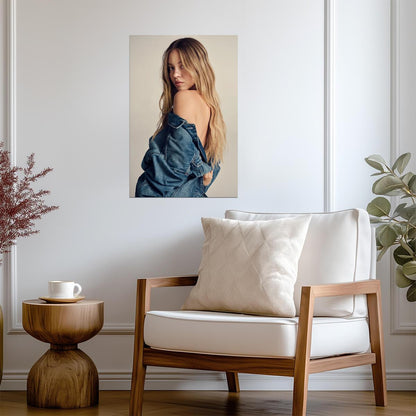 Sydney Sweeney in Denim Jacket Poster | Bare Shoulder Wall Art Print - Celebrities Poster