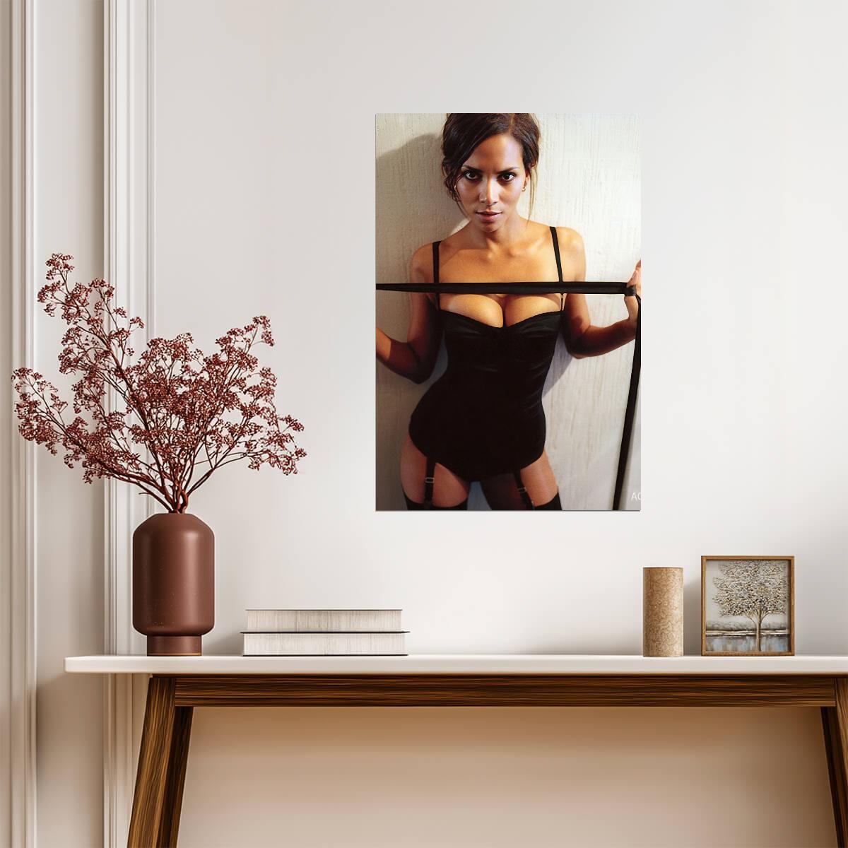 Halle Berry in Black Bodysuit Poster | Sexy Actress Wall Art Print - Celebrities Poster