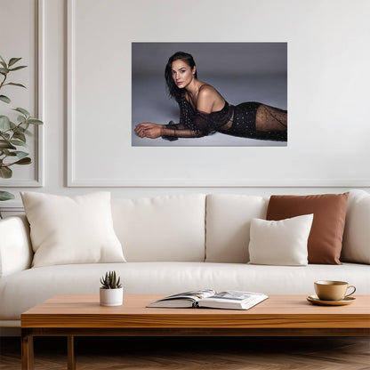 Gal Gadot in Sheer Black Outfit Poster | Sexy Actress Wall Art Print - Celebrities Poster