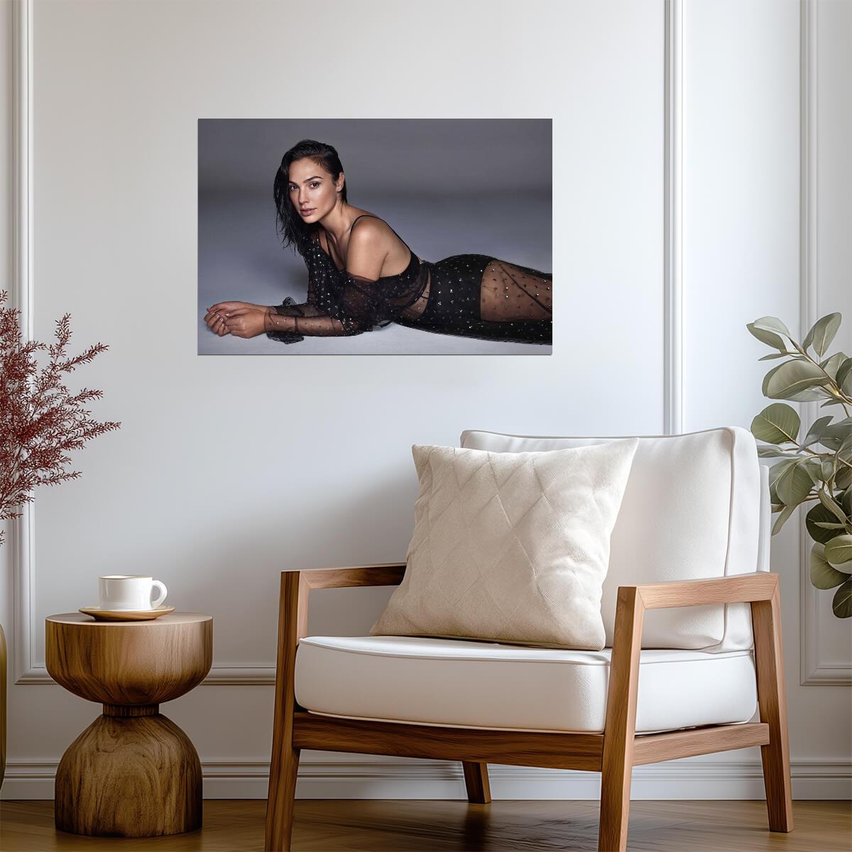 Gal Gadot in Sheer Black Outfit Poster | Sexy Actress Wall Art Print - Celebrities Poster