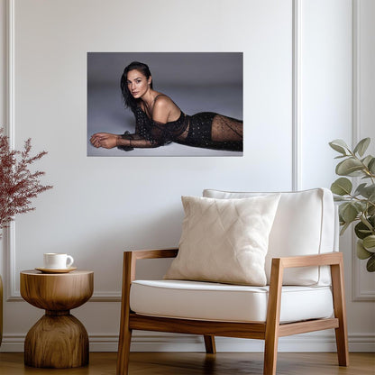 Gal Gadot in Sheer Black Outfit Poster | Sexy Actress Wall Art Print - Celebrities Poster