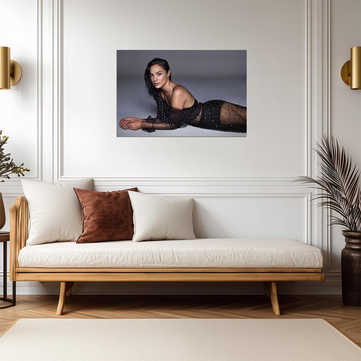 Gal Gadot in Sheer Black Outfit Poster | Sexy Actress Wall Art Print - Celebrities Poster
