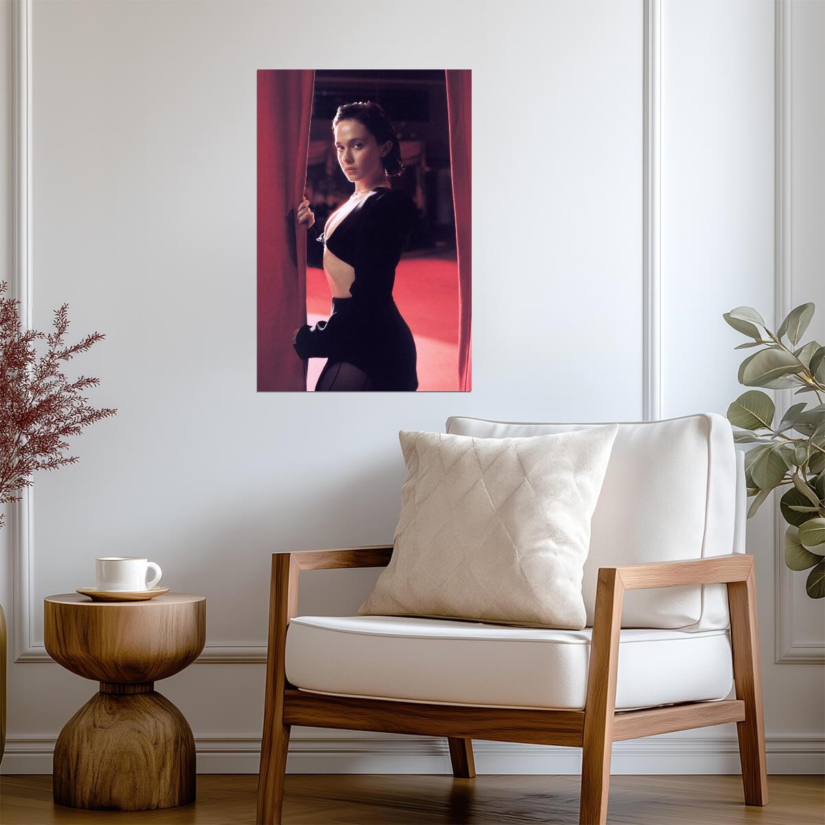 Cailee Spaeny in Black Outfit Poster | Red Lighting Wall Art Print - Celebrities Poster