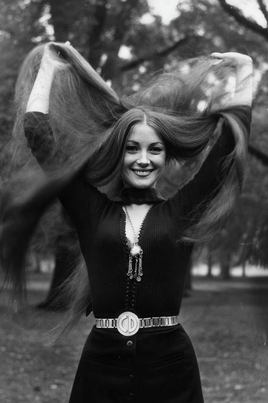 Jane Seymour Long Hair Portrait Poster | Black and White Wall Art Print - Celebrities Poster