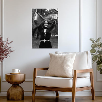 Jane Seymour Long Hair Portrait Poster | Black and White Wall Art Print - Celebrities Poster