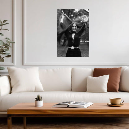Jane Seymour Long Hair Portrait Poster | Black and White Wall Art Print - Celebrities Poster