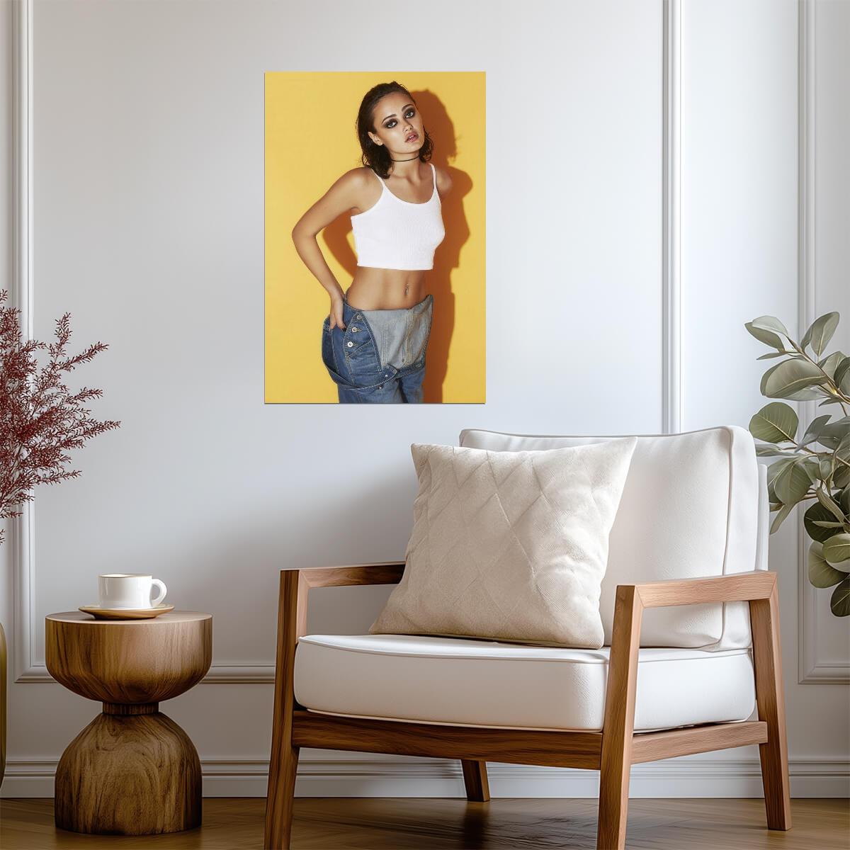 Ella Purnell in White Top and Jeans Poster | Actress Wall Art Print - Celebrities Poster
