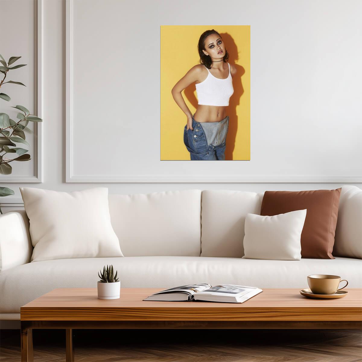 Ella Purnell in White Top and Jeans Poster | Actress Wall Art Print - Celebrities Poster