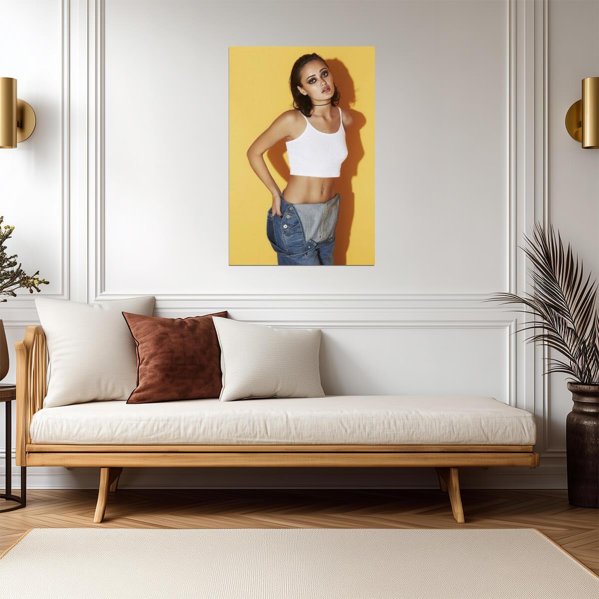 Ella Purnell in White Top and Jeans Poster | Actress Wall Art Print - Celebrities Poster