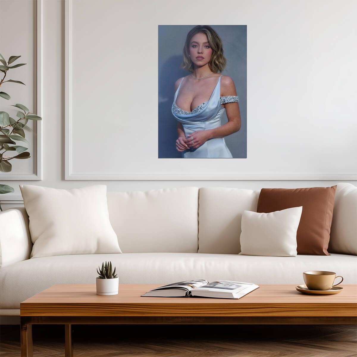 Sydney Sweeney in Light Blue Dress Poster | Actress Wall Art Print - Celebrities Poster