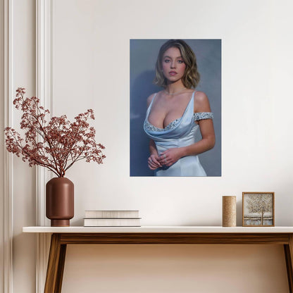 Sydney Sweeney in Light Blue Dress Poster | Actress Wall Art Print - Celebrities Poster