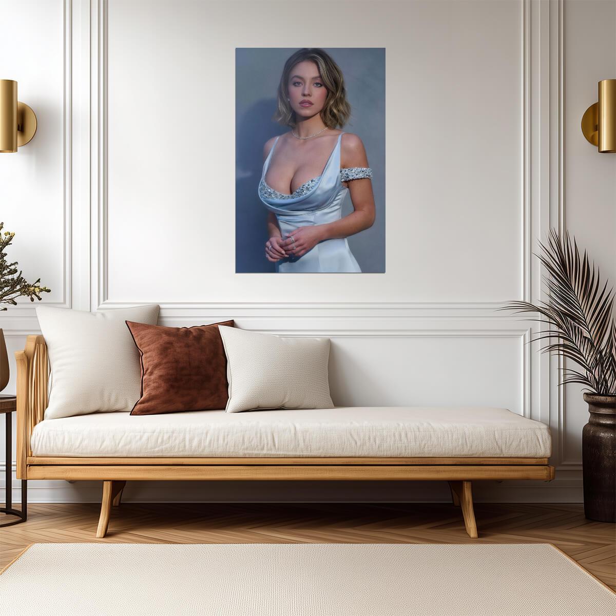 Sydney Sweeney in Light Blue Dress Poster | Actress Wall Art Print - Celebrities Poster