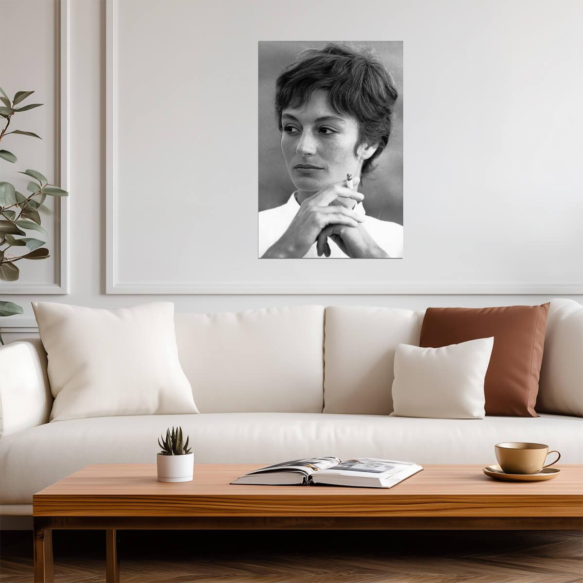 Anouk Aimee Smoking Portrait Poster | Black and White Wall Art Print - Celebrities Poster