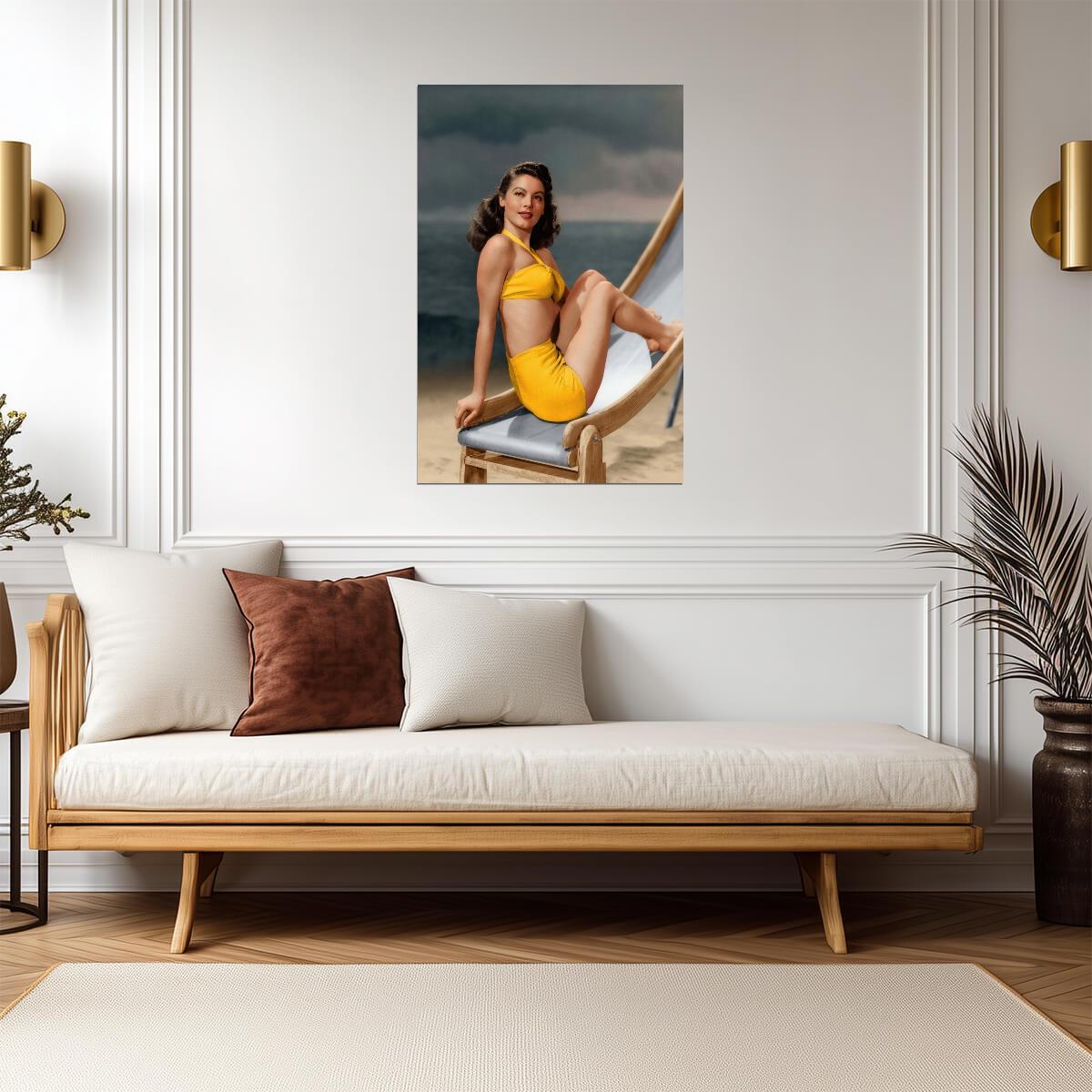 Ava Gardner in Yellow Swimsuit Poster | Pinup Wall Art Print - Celebrities Poster