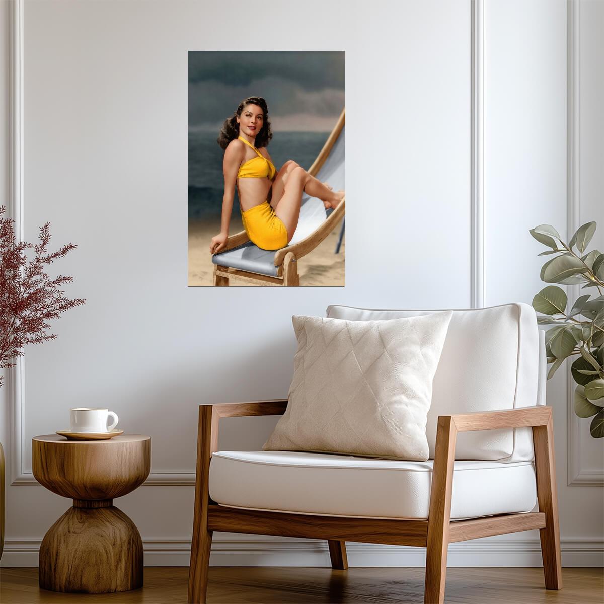 Ava Gardner in Yellow Swimsuit Poster | Pinup Wall Art Print - Celebrities Poster
