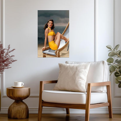 Ava Gardner in Yellow Swimsuit Poster | Pinup Wall Art Print - Celebrities Poster