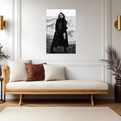 Madelaine Petsch in Black Coat Poster | Black and White Portrait Print - Celebrities Poster
