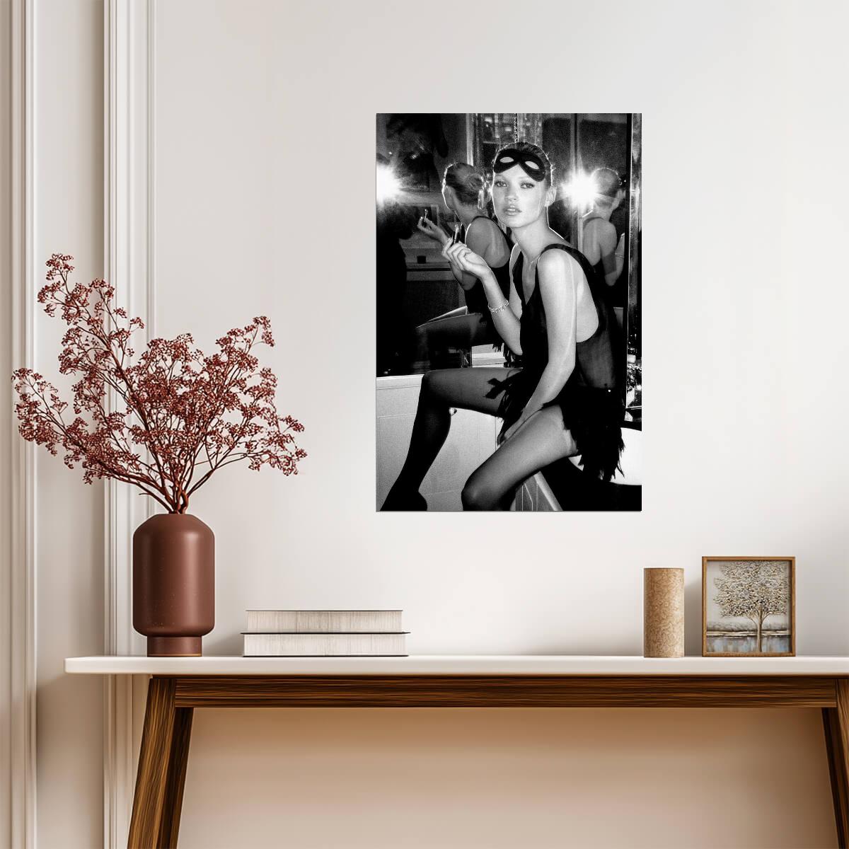 Kate Moss Backstage Fashion Poster | Black and White 2006 Wall Art Print - Celebrities Poster
