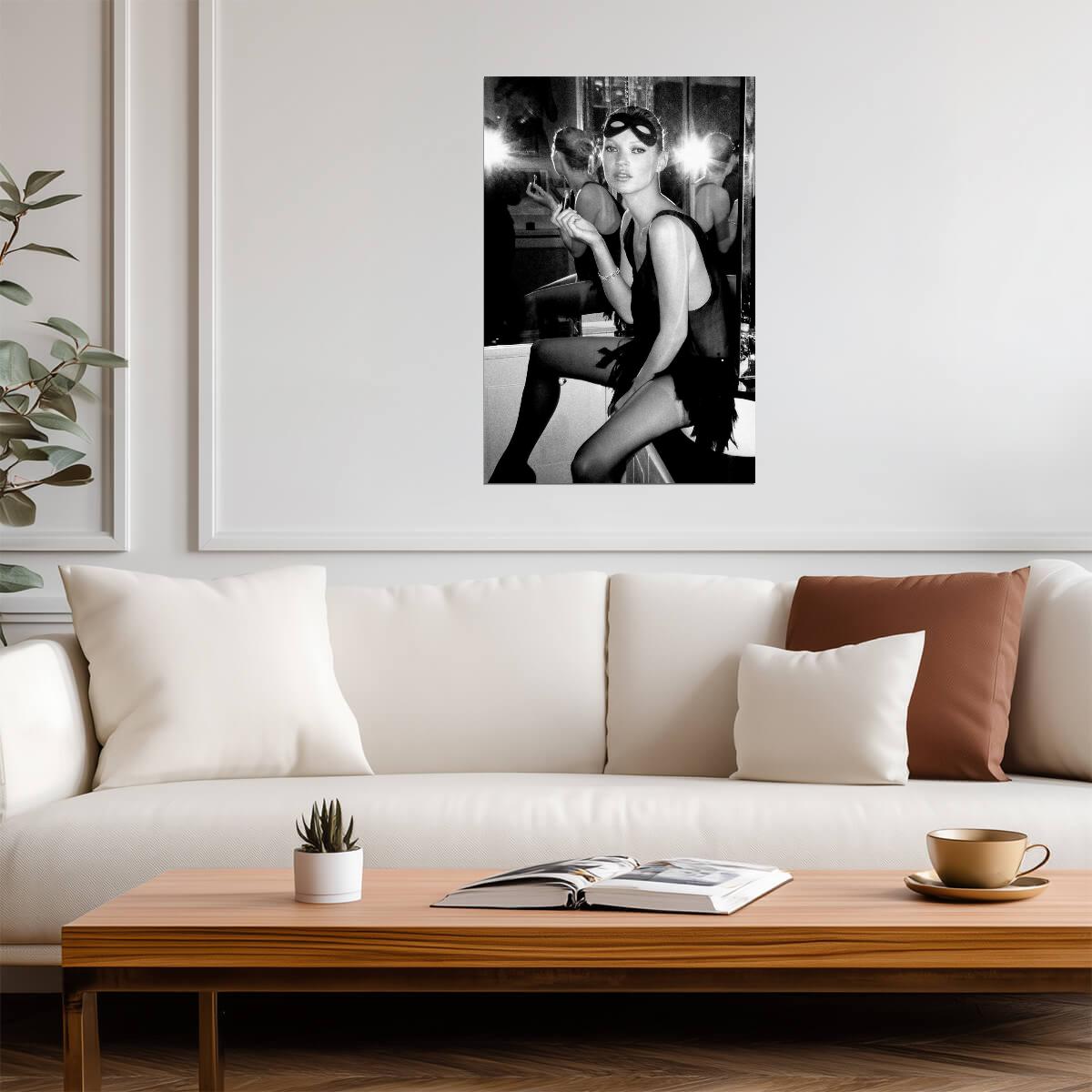 Kate Moss Backstage Fashion Poster | Black and White 2006 Wall Art Print - Celebrities Poster