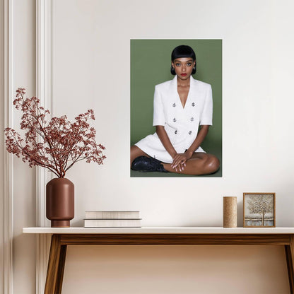Sophie Wilde in White Suit Poster | Seated Pose Wall Art Print - Celebrities Poster