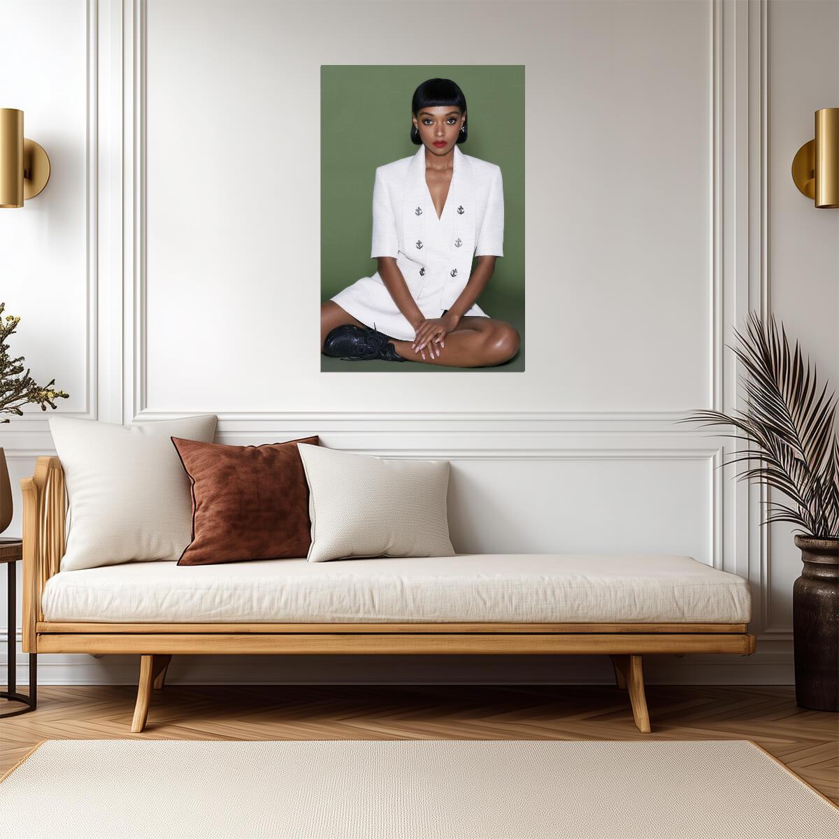 Sophie Wilde in White Suit Poster | Seated Pose Wall Art Print - Celebrities Poster