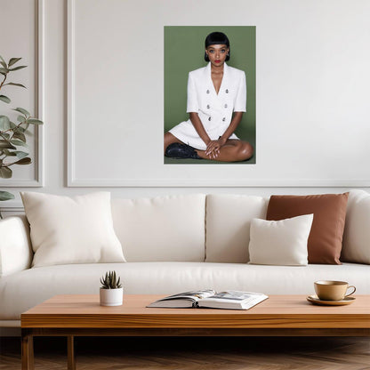 Sophie Wilde in White Suit Poster | Seated Pose Wall Art Print - Celebrities Poster