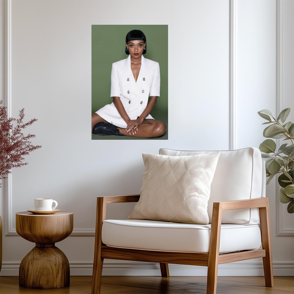 Sophie Wilde in White Suit Poster | Seated Pose Wall Art Print - Celebrities Poster