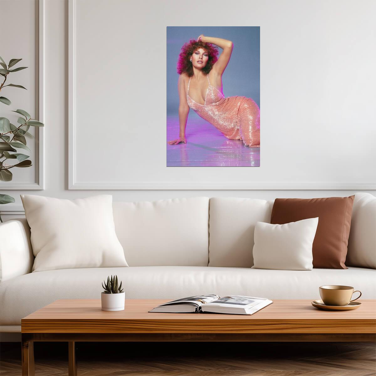 Raquel Welch in Sequined Dress Poster | Sexy Actress Wall Art Print - Celebrities Poster