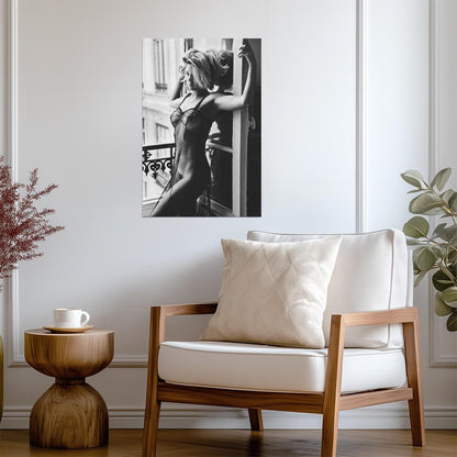 Lea Seydoux in Sheer Black Dress Poster | Black and White Wall Art Print - Celebrities Poster