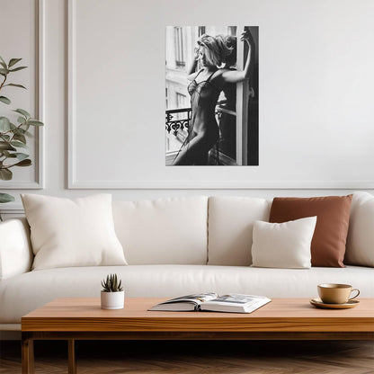 Lea Seydoux in Sheer Black Dress Poster | Black and White Wall Art Print - Celebrities Poster