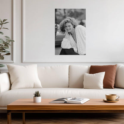 Kelly Mcgillis with Pearl Necklace Poster | Black and White 1985 Print - Celebrities Poster