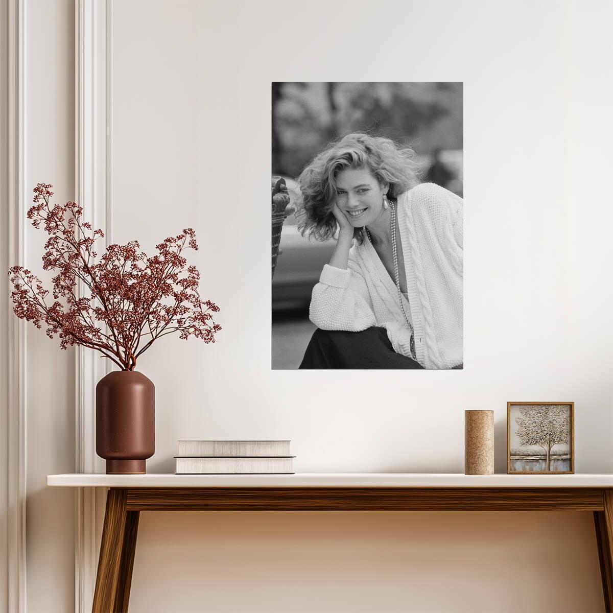 Kelly Mcgillis with Pearl Necklace Poster | Black and White 1985 Print - Celebrities Poster