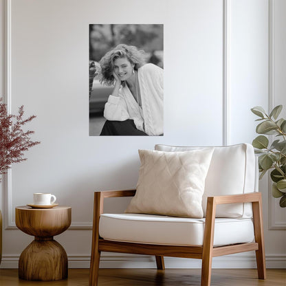 Kelly Mcgillis with Pearl Necklace Poster | Black and White 1985 Print - Celebrities Poster