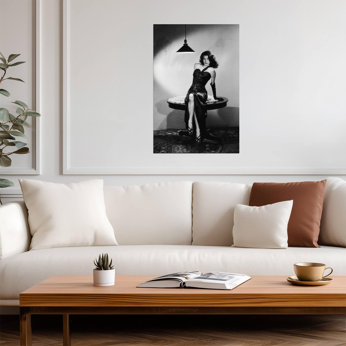 Ava Gardner in Film Noir Outfit Poster | Black and White Wall Art Print - Celebrities Poster