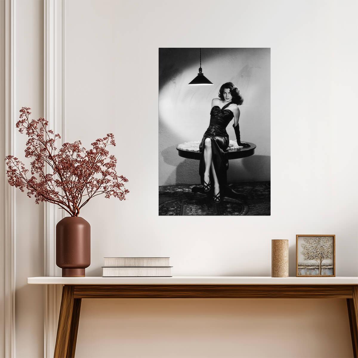 Ava Gardner in Film Noir Outfit Poster | Black and White Wall Art Print - Celebrities Poster