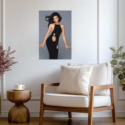 Margaret Qualley in Black Cutout Dress Poster | Actress Wall Art Print - Celebrities Poster