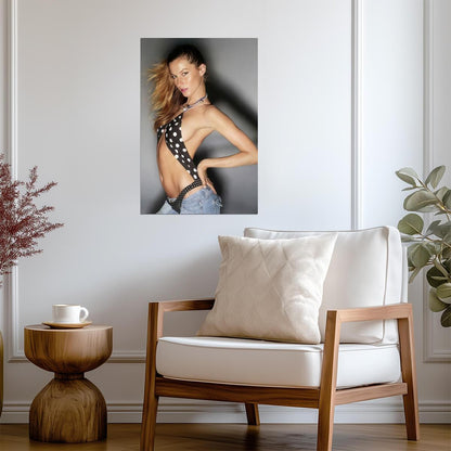 Gisele Bundchen in Polka Dot Swimsuit Poster | Portrait Wall Art Print - Celebrities Poster