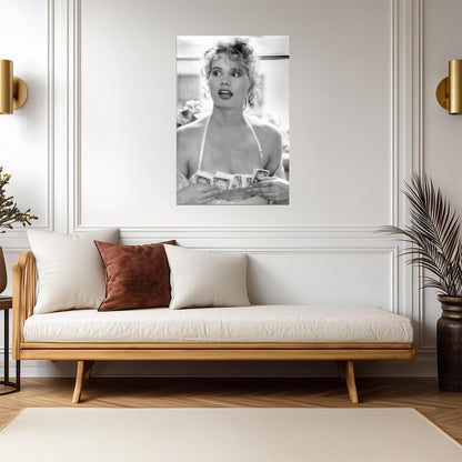 Geena Davis Black and White Portrait Poster | Décolleté Wall Art Print - Celebrities Poster