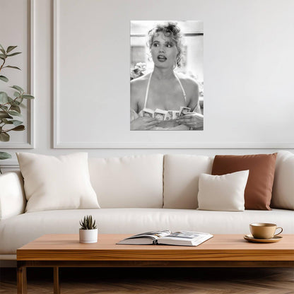 Geena Davis Black and White Portrait Poster | Décolleté Wall Art Print - Celebrities Poster