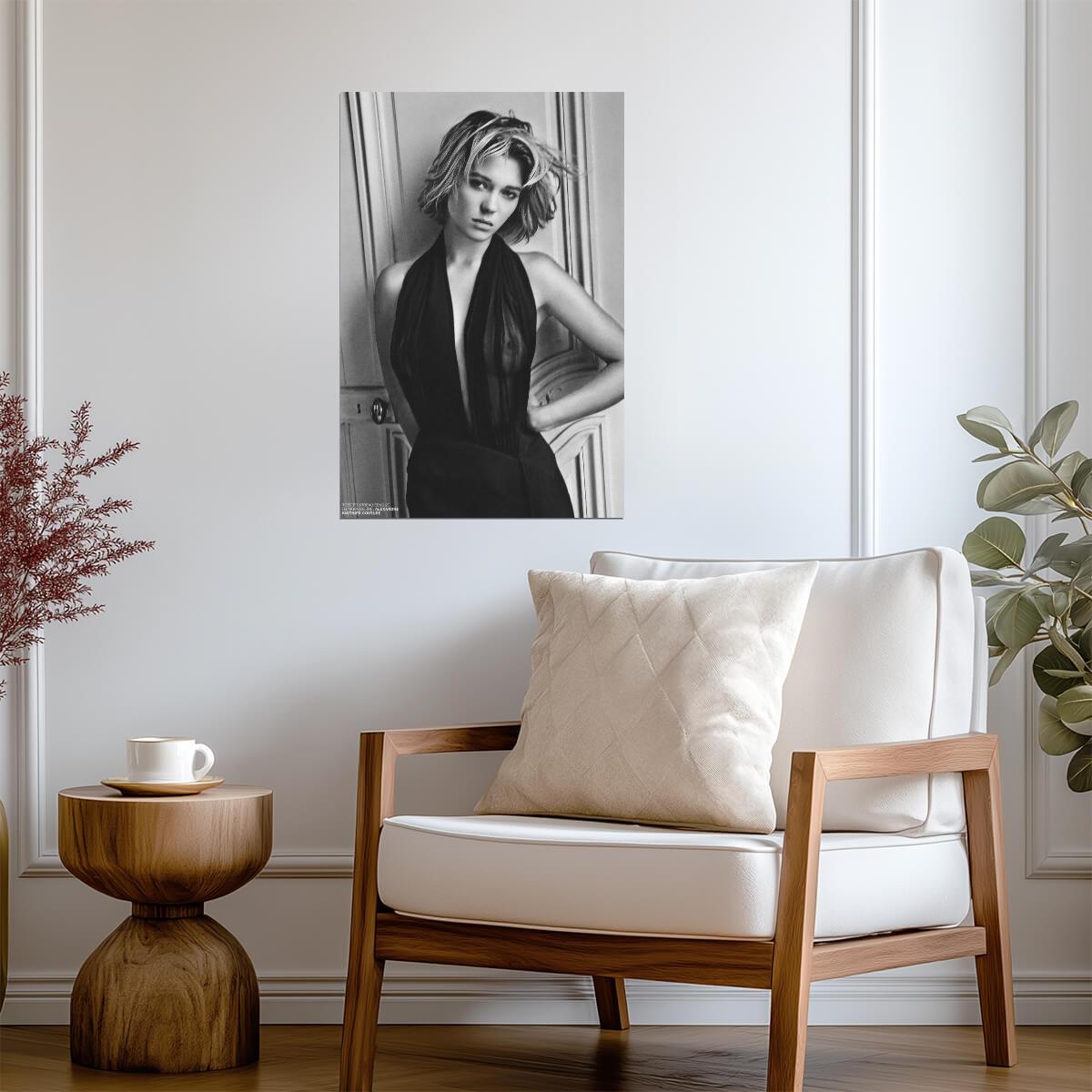 Lea Seydoux in Black Dress Poster | Sexy Actress Wall Art Print - Celebrities Poster