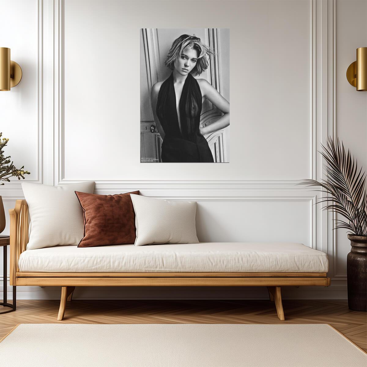 Lea Seydoux in Black Dress Poster | Sexy Actress Wall Art Print - Celebrities Poster