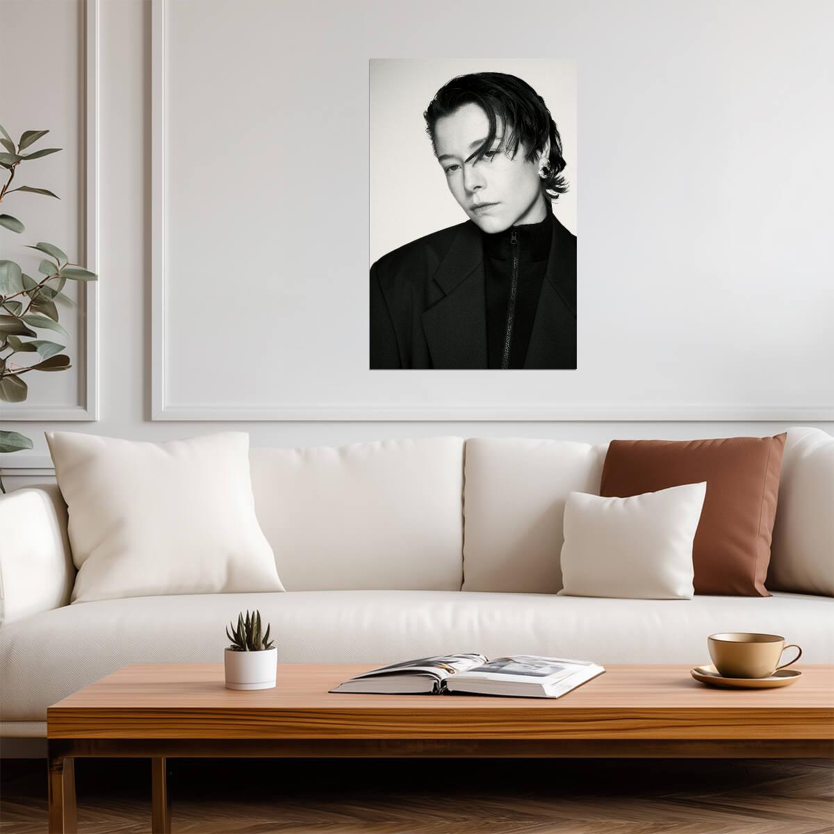 Emma D Arcy in Black Outfit Poster | Black and White Wall Art Print - Celebrities Poster